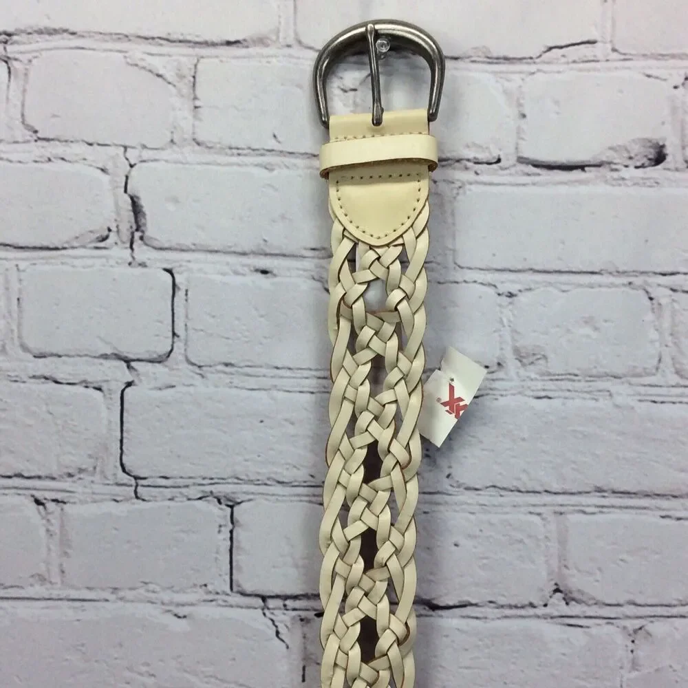 American Eagle Outfitters Braided Leather Belt Women's XS/S Ivory Boho Casual